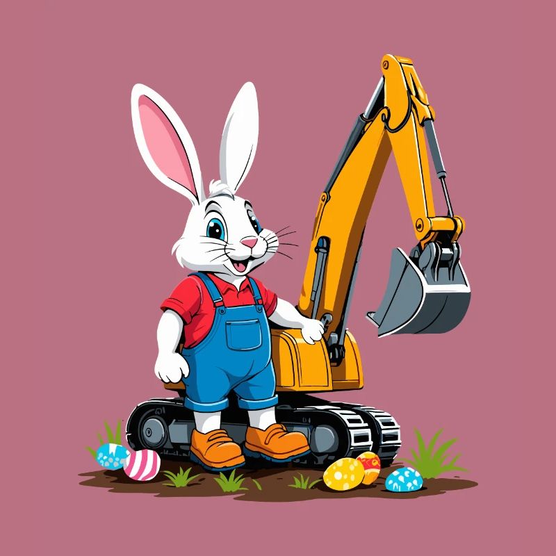 Easter Bunny Excavator Driver Easter Eggs Digging Funny