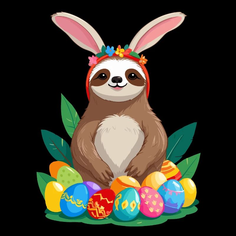 Funny Sloth Easter Bunny Iconic Easter