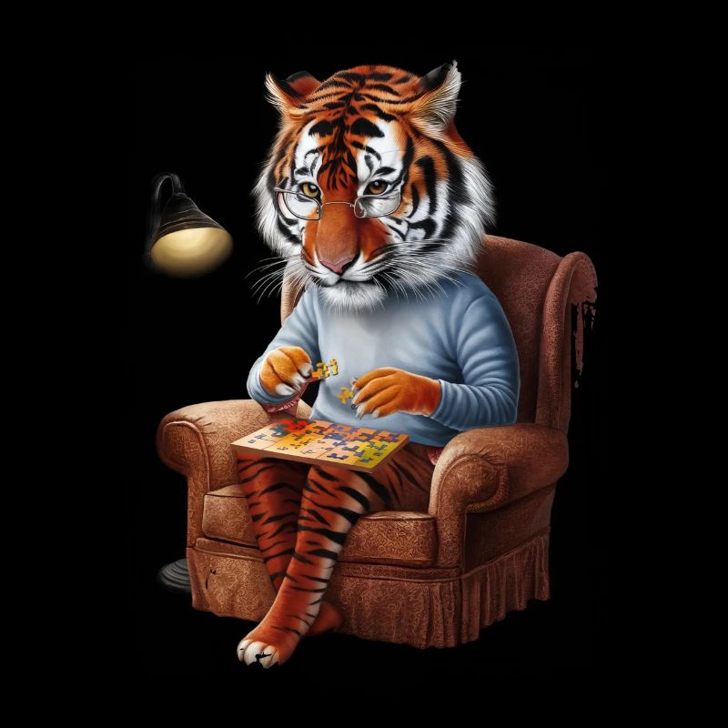 Tiger spielt Puzzle Geschenk