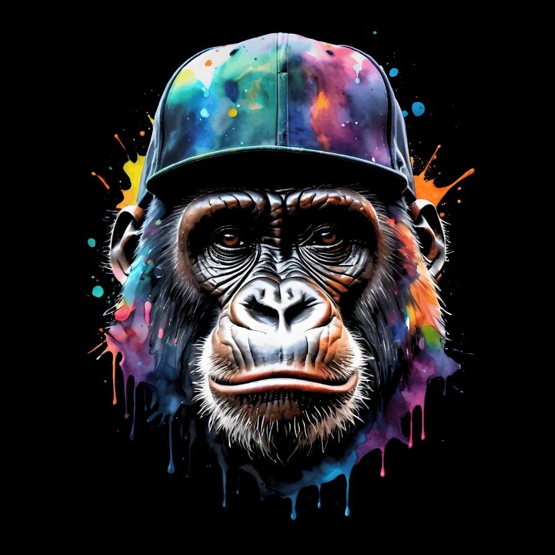 Gorille Snapback Cap Monkey Cool Animal Design Print