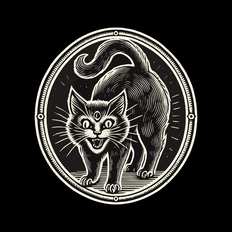 Chat Sorcier Noir Effrayant Mignon Halloween
