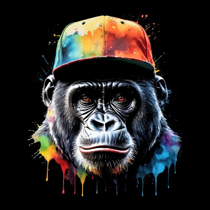 Gorilla Snapback Cap Monkey Cool Animal Design Print