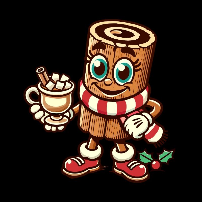 Chocolat chaud avec dessin animé de Noël à la cannelle