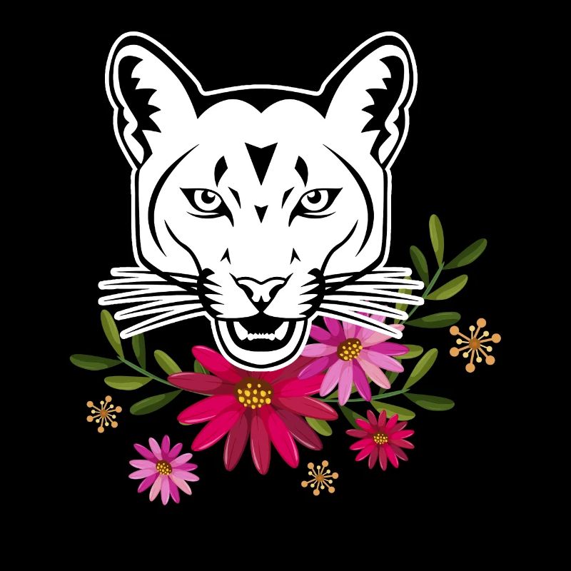 Cougar With Flowers