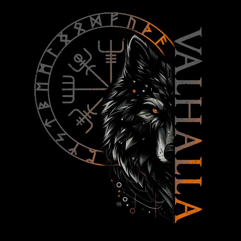 Valhalla Wolf Nordische Götter Wikinger Kompass