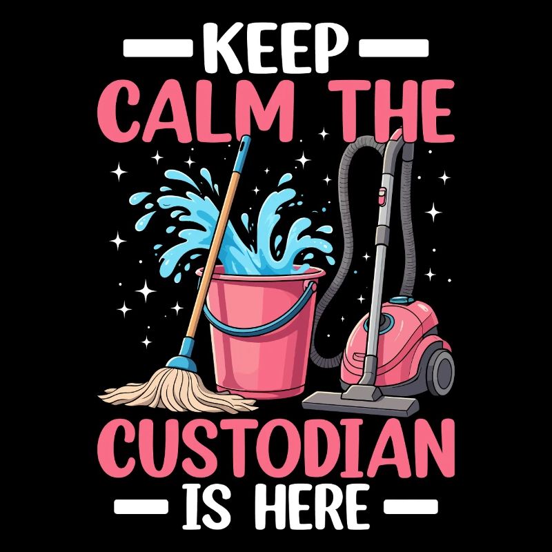 Keep Calm The Custodian Is Here Funny Custodial