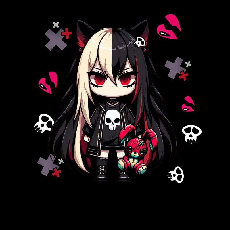Chibi Kawaii Emo Pastel Goth Fille Anime