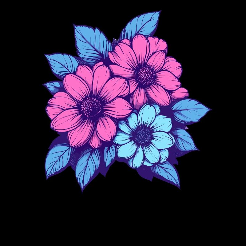 Trio de fleurs néon
