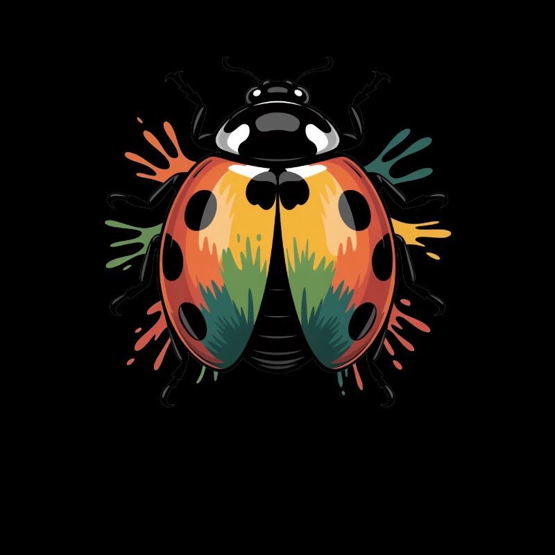 Coccinelle colorée avec explosion de couleurs