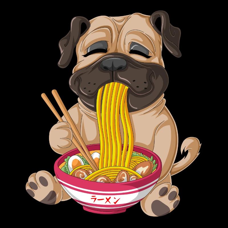 Mops isst Ramen