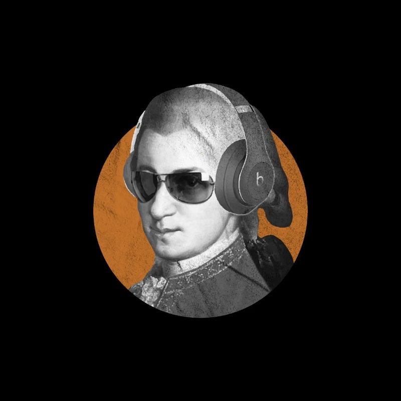 Mozart mit Kopfhörer Silent Disco Geschenk