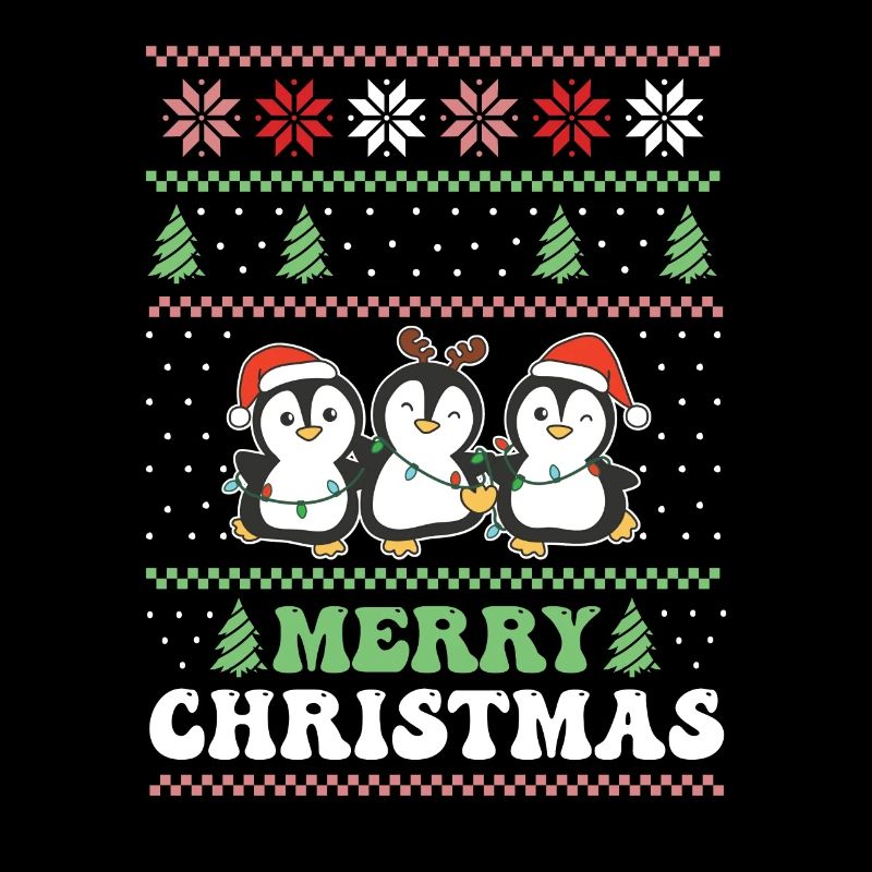 Merry Christmas retro ugly christmas Pinguin
