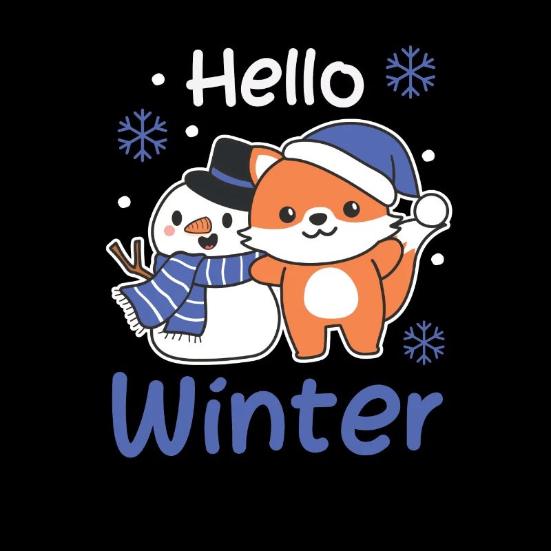Fox Hello Winter snowman snow