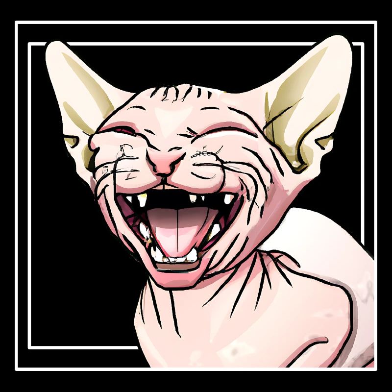 Le chat Sphynx rit