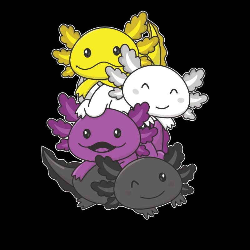 Nonbinary Flag Pride LGBTQ Mignon Axolotl Pile