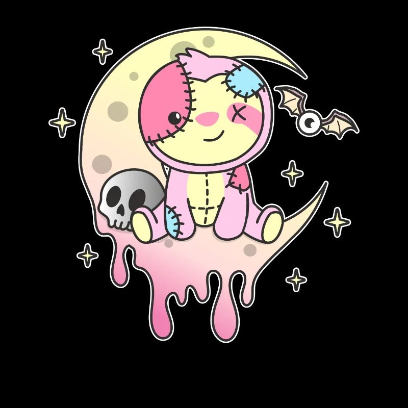 Kawaii Gothic Sloth Pastel Gothic Goth