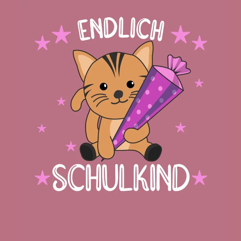 endlich Schulkind Einschulung Schule Katze