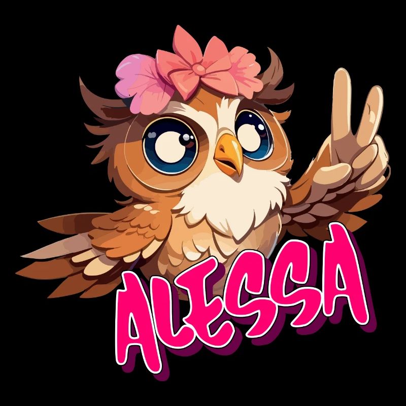 ALESSA - Schöner Mädchen Name mit süßer EULE