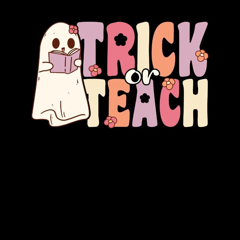Trick ou Teach Groovy Ghost avec des fleurs vintage