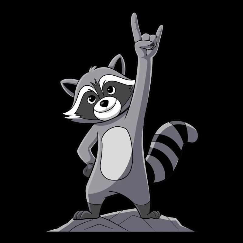 Rock On Waschbär Mit Coolen Gesten