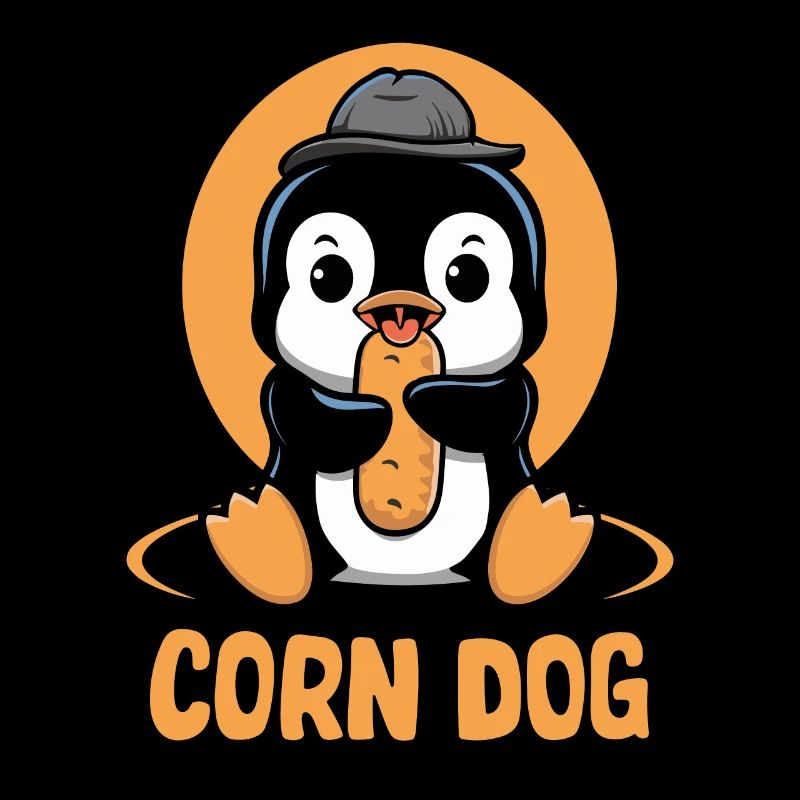 Pingouin mignon avec chien de maïs