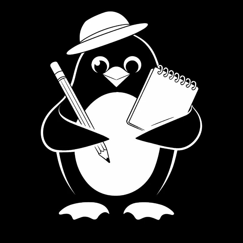 Penguin Journalist Reporter With Notebook