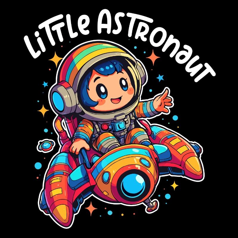 Petit astronaute dans la bande dessinée animée du vaisseau spatial