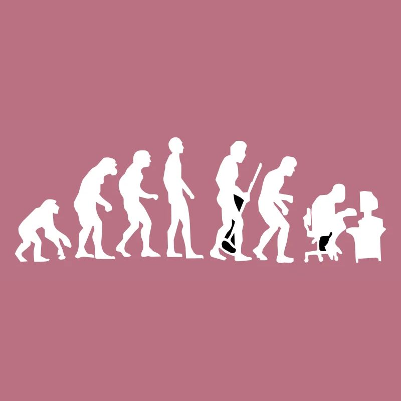 Evolution monkey to human crooked back Pc nerd