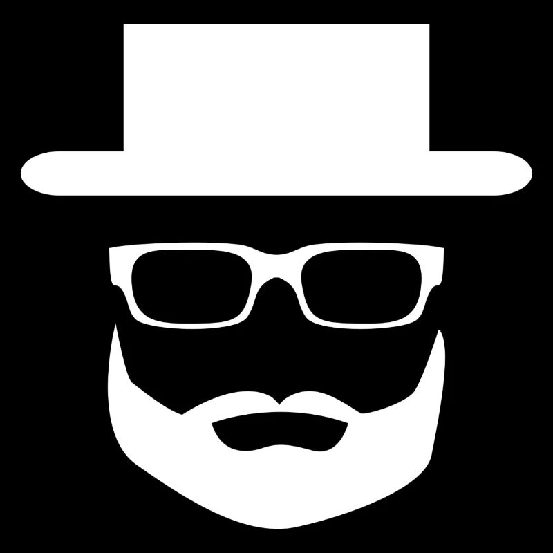 Zylinder -Bart - Hut - Brille - Hipster