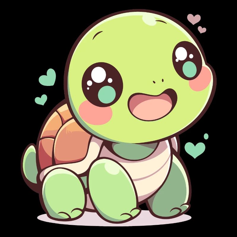 Une tortue chibi joyeuse