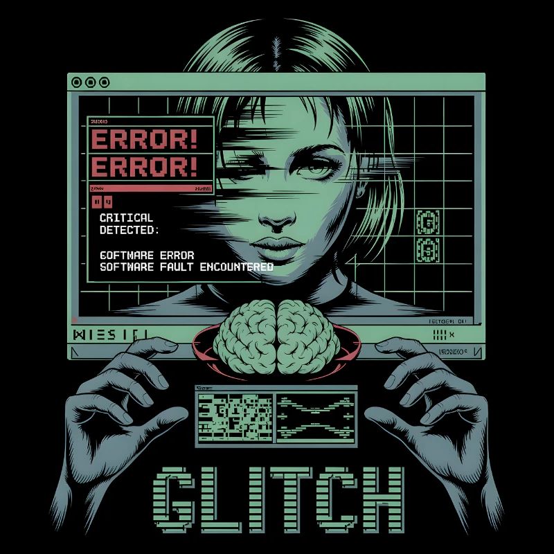 Error Glitch - Futuristisches Grafik T-Shirt
