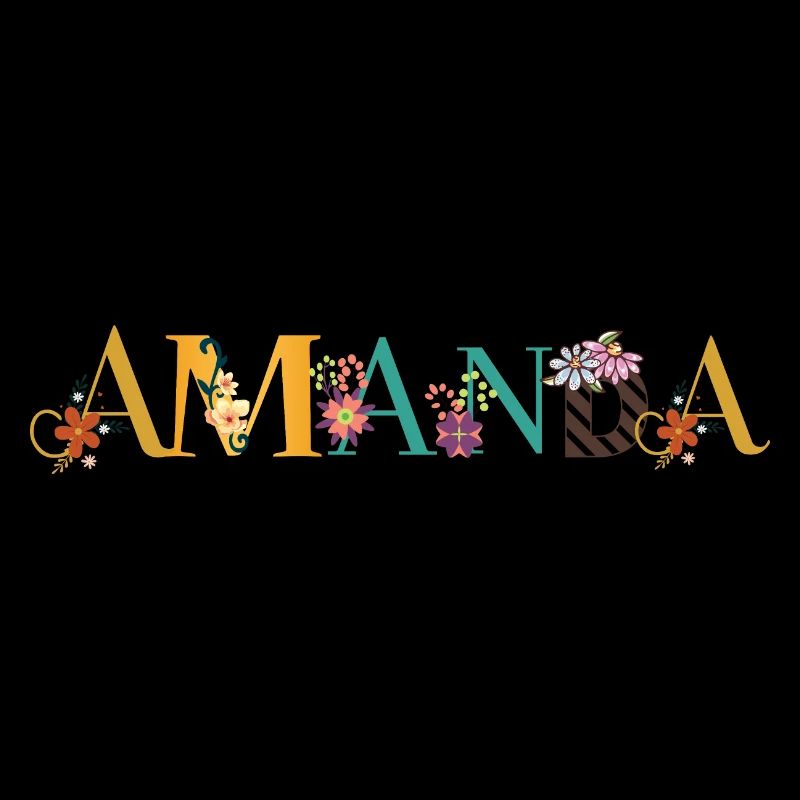 AMANDA Name Art With Flowers Embroidered