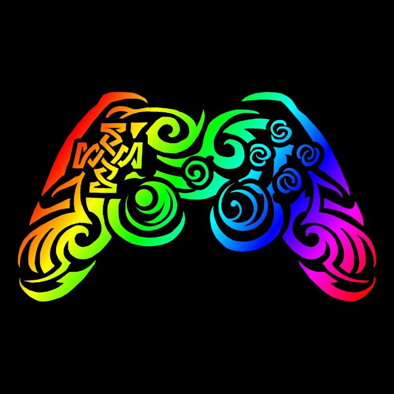 Controller Regenbogen Tribal Tattoo Gaming