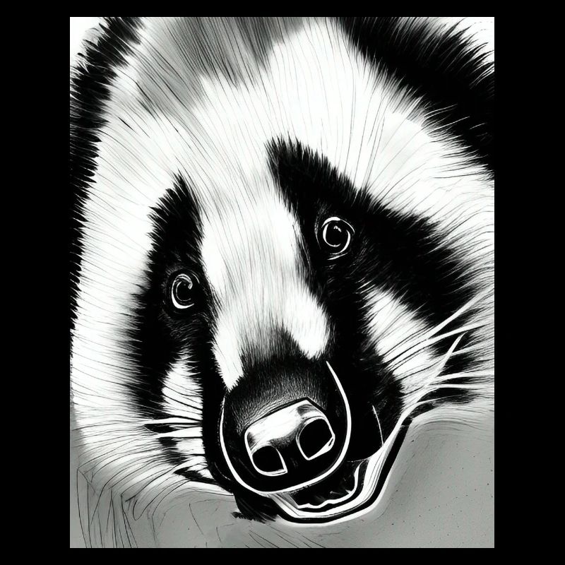Badger (in german Dachs) cool portrait drawing