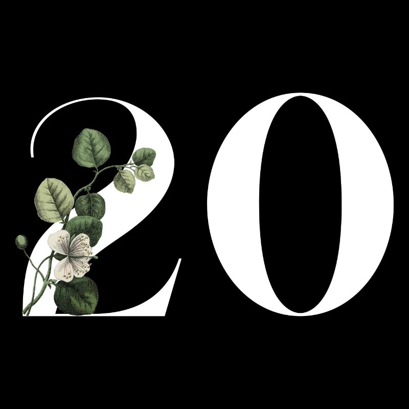 Nummer 20 Blumengrün -20. Geburtstag Blumen