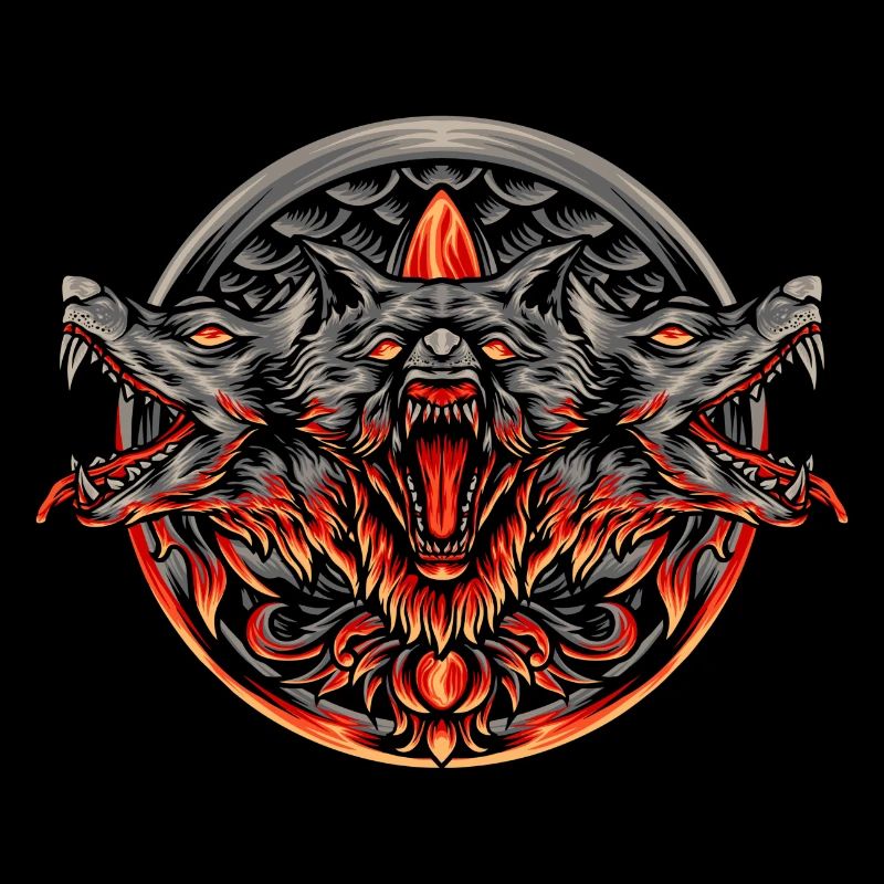 Wolf Head Cerberus Créatures grecques mythiques