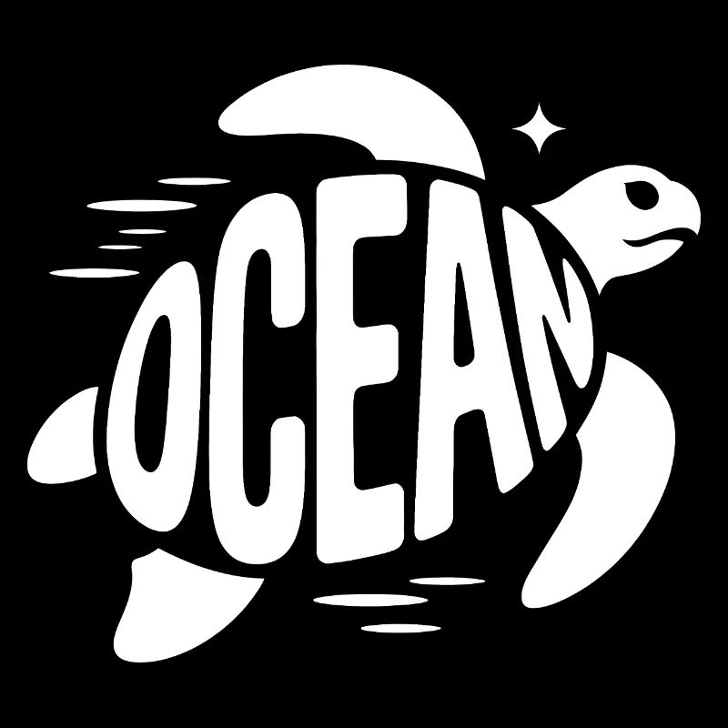 Ocean - Cool Turtle Ocean Logo