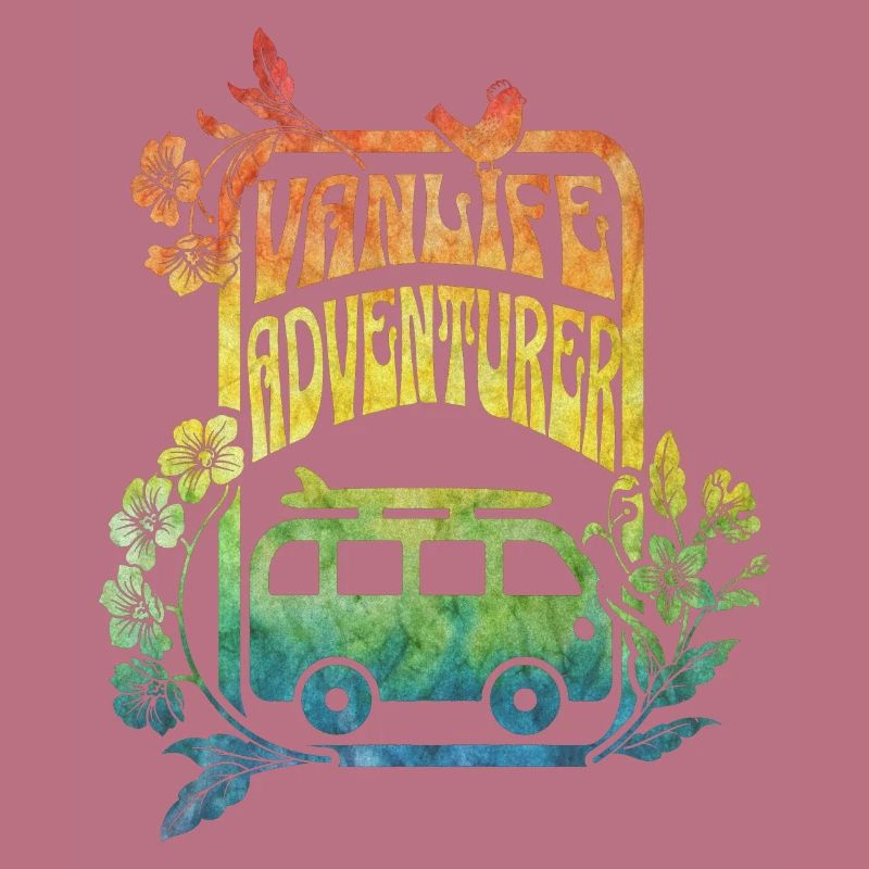 Vanlife - Regenbogenfarbene Blumen