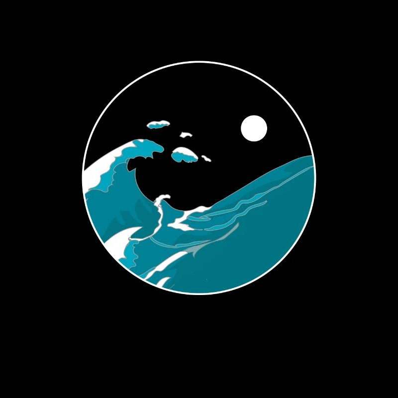 Waves Yin Yang Moon Night Ocean Harmony Beach Gift