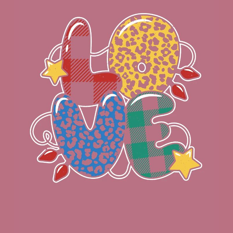 Plaid Pattern Leopard Pattern Love Christmas