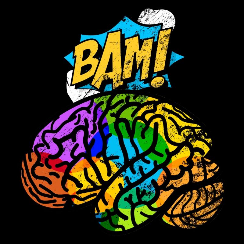 Brain Aesthetic Pop Art Comic Retro Brain Map Neur