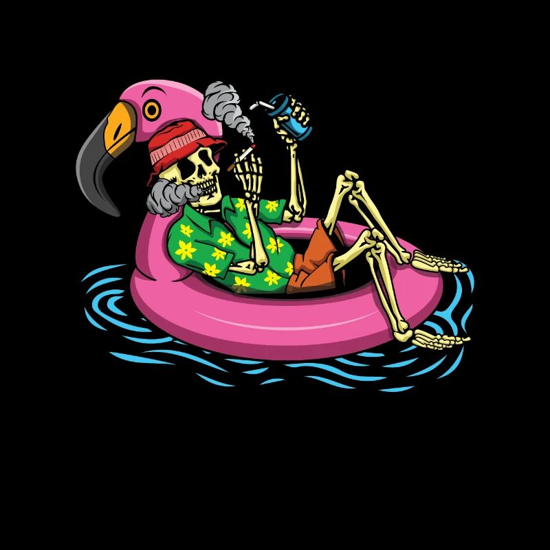 Tropical Flamingo Skeleton Bone Hello Summer