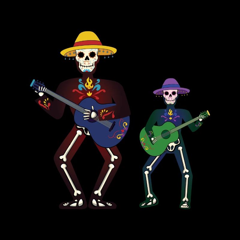 Skeleton Playing Guitar Cinco De Mayo Muertos