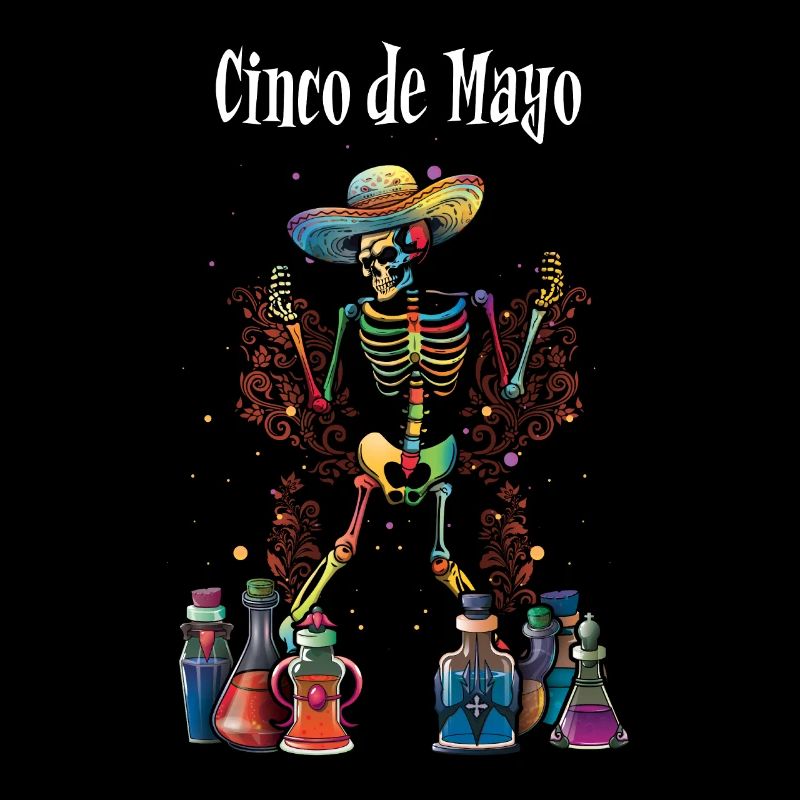 Cinco De Mayo Skeleton Partying Muertos