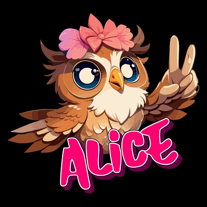 ALICE - Schöner Mädchen Name mit süßer EULE
