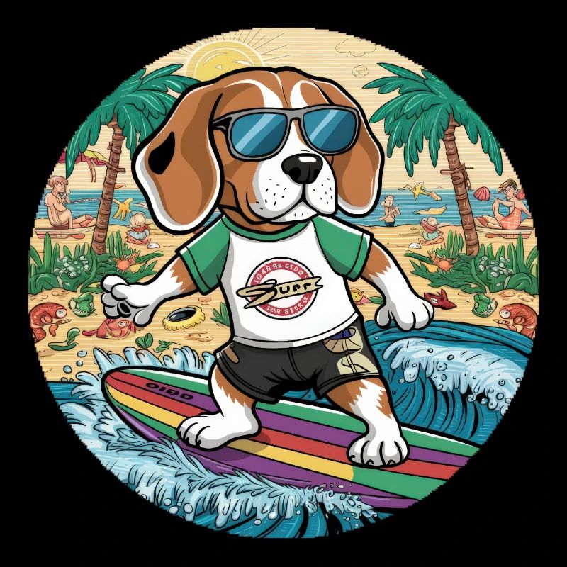 Un beagle cool adore le surf