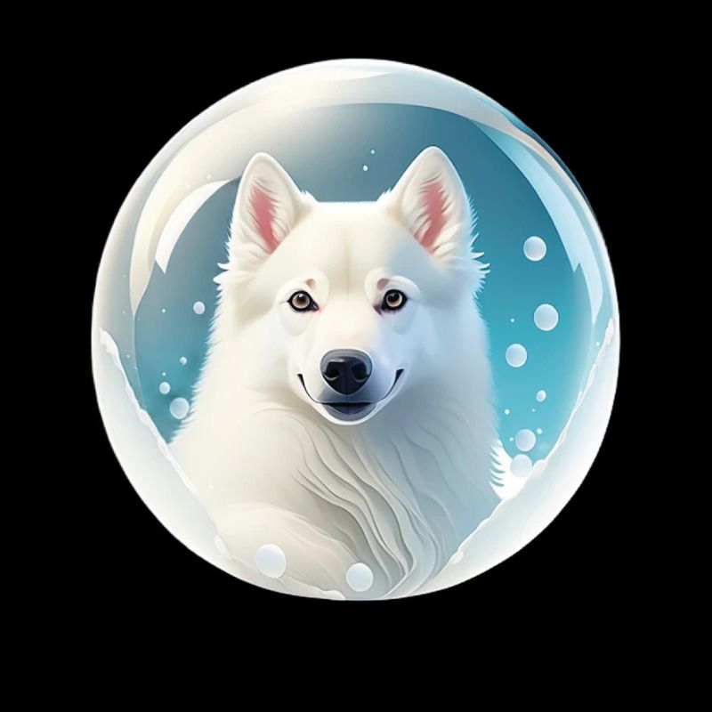 Mignon berger blanc dans une bulle de savon
