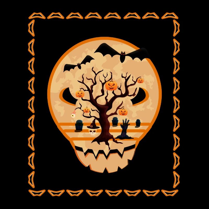 Illustration Happy Spooky Halloween Ghost Skull