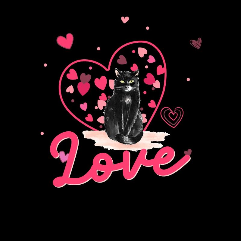Amour Saint-Valentin coeur de chat noir