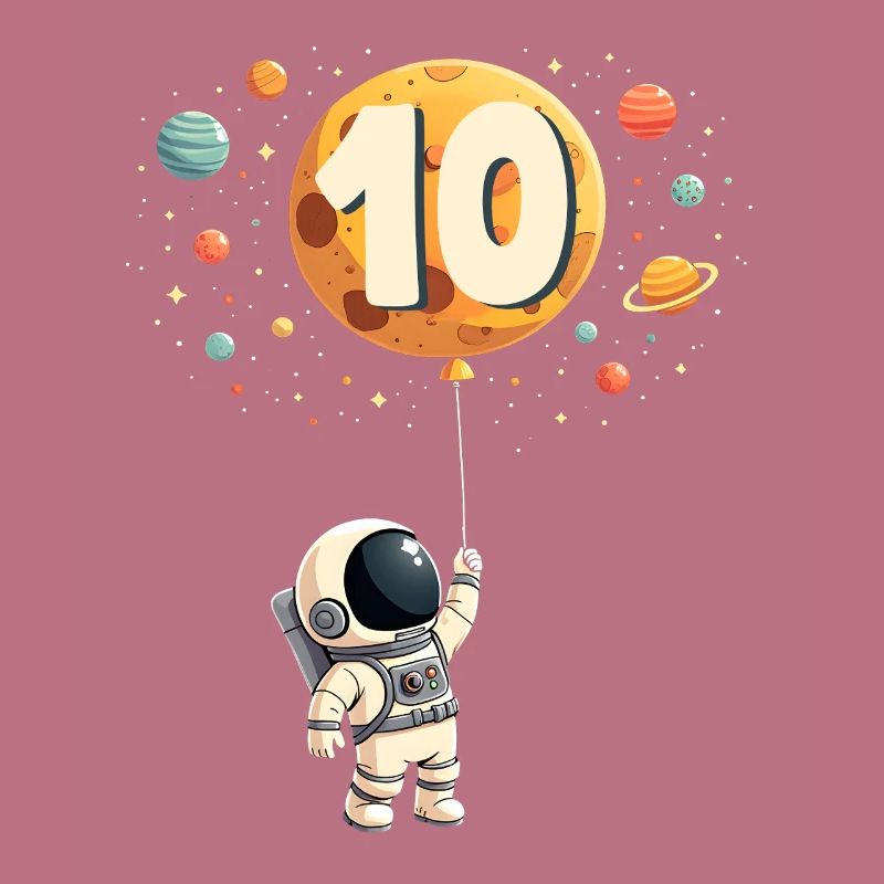Cute Astronaut 10th Birthday Boy Outer Space